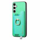 For Samsung Galaxy S24+ 5G Retro Magsafe Cross Leather Ring Holder Card Bag Phone Case(Green) - 2