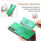 For Samsung Galaxy S24+ 5G Retro Magsafe Cross Leather Ring Holder Card Bag Phone Case(Green) - 3