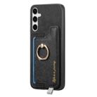 For Samsung Galaxy S24+ 5G Retro Cross Leather Ring Horizontal Insert Card Bag MagSafe Phone Case(Black) - 2