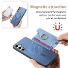 For Samsung Galaxy S24+ 5G Retro Magsafe Cross Leather Ring Holder Card Bag Phone Case(Blue) - 3