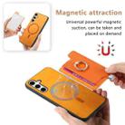 For Samsung Galaxy S24 5G Retro Cross Leather Ring Horizontal Insert Card Bag MagSafe Phone Case(Yellow) - 3