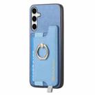 For Samsung Galaxy S24 5G Retro Magsafe Cross Leather Ring Holder Card Bag Phone Case(Blue) - 2