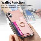 For Samsung Galaxy A05 Retro Cross Leather Ring Horizontal Insert Card Bag MagSafe Phone Case(Pink) - 3