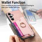 For Samsung Galaxy A05s Retro Cross Leather Ring Horizontal Insert Card Bag MagSafe Phone Case(Pink) - 3
