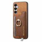 For Samsung Galaxy A05s Retro Cross Leather Ring Horizontal Insert Card Bag MagSafe Phone Case(Brown) - 2