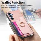 For Samsung Galaxy A25 Retro Cross Leather Ring Horizontal Insert Card Bag MagSafe Phone Case(Pink) - 3