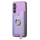 For Samsung Galaxy S23 FE 5G Retro Cross Leather Ring Horizontal Insert Card Bag MagSafe Phone Case(Purple) - 2