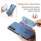 For Samsung Galaxy S23 FE 5G Retro Cross Leather Ring Horizontal Insert Card Bag MagSafe Phone Case(Blue) - 3
