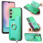 For Samsung Galaxy A24 5G Retro Cross Leather Ring Horizontal Insert Card Bag MagSafe Phone Case(Green) - 1