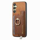 For Samsung Galaxy A24 5G Retro Cross Leather Ring Horizontal Insert Card Bag MagSafe Phone Case(Brown) - 2