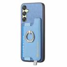 For Samsung Galaxy A24 5G Retro Cross Leather Ring Horizontal Insert Card Bag MagSafe Phone Case(Blue) - 2