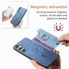 For Samsung Galaxy A24 5G Retro Cross Leather Ring Horizontal Insert Card Bag MagSafe Phone Case(Blue) - 3
