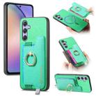 For Samsung Galaxy A54 5G Retro Cross Leather Ring Horizontal Insert Card Bag MagSafe Phone Case(Green) - 1