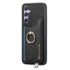 For Samsung Galaxy A54 5G Retro Cross Leather Ring Horizontal Insert Card Bag MagSafe Phone Case(Black) - 2