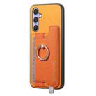 For Samsung Galaxy A54 5G Retro Cross Leather Ring Horizontal Insert Card Bag MagSafe Phone Case(Yellow) - 2