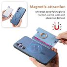 For Samsung Galaxy A54 5G Retro Cross Leather Ring Horizontal Insert Card Bag MagSafe Phone Case(Blue) - 3