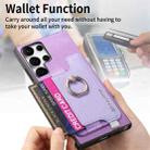 For Samsung Galaxy S23 Ultra 5G Retro Cross Leather Ring Horizontal Insert Card Bag MagSafe Phone Case(Purple) - 3