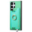 For Samsung Galaxy S23 Ultra 5G Retro Cross Leather Ring Horizontal Insert Card Bag MagSafe Phone Case(Green) - 2