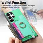 For Samsung Galaxy S23 Ultra 5G Retro Cross Leather Ring Horizontal Insert Card Bag MagSafe Phone Case(Green) - 3