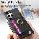 For Samsung Galaxy S23 Ultra 5G Retro Magsafe Cross Leather Ring Holder Card Bag Phone Case(Black) - 3