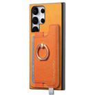 For Samsung Galaxy S23 Ultra 5G Retro Cross Leather Ring Horizontal Insert Card Bag MagSafe Phone Case(Yellow) - 2