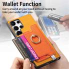 For Samsung Galaxy S23 Ultra 5G Retro Cross Leather Ring Horizontal Insert Card Bag MagSafe Phone Case(Yellow) - 3