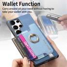 For Samsung Galaxy S23 Ultra 5G Retro Cross Leather Ring Horizontal Insert Card Bag MagSafe Phone Case(Blue) - 3