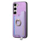 For Samsung Galaxy S23+ 5G Retro Cross Leather Ring Horizontal Insert Card Bag MagSafe Phone Case(Purple) - 2