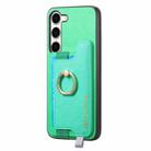 For Samsung Galaxy S23+ 5G Retro Cross Leather Ring Horizontal Insert Card Bag MagSafe Phone Case(Green) - 2