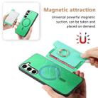 For Samsung Galaxy S23+ 5G Retro Cross Leather Ring Horizontal Insert Card Bag MagSafe Phone Case(Green) - 3