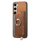 For Samsung Galaxy S23+ 5G Retro Cross Leather Ring Horizontal Insert Card Bag MagSafe Phone Case(Brown) - 2