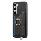 For Samsung Galaxy S23+ 5G Retro Cross Leather Ring Horizontal Insert Card Bag MagSafe Phone Case(Black) - 2