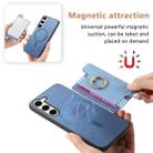 For Samsung Galaxy S23+ 5G Retro Cross Leather Ring Horizontal Insert Card Bag MagSafe Phone Case(Blue) - 3
