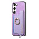 For Samsung Galaxy S23 5G Retro Cross Leather Ring Horizontal Insert Card Bag MagSafe Phone Case(Purple) - 2