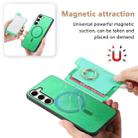 For Samsung Galaxy S23 5G Retro Cross Leather Ring Horizontal Insert Card Bag MagSafe Phone Case(Green) - 3