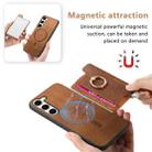 For Samsung Galaxy S23 5G Retro Cross Leather Ring Horizontal Insert Card Bag MagSafe Phone Case(Brown) - 3