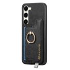 For Samsung Galaxy S23 5G Retro Cross Leather Ring Horizontal Insert Card Bag MagSafe Phone Case(Black) - 2