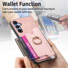 For Samsung Galaxy F15 / M15 Retro Cross Leather Ring Horizontal Insert Card Bag MagSafe Phone Case(Pink) - 3