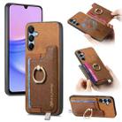 For Samsung Galaxy M34 / F34 5G Retro Cross Leather Ring Horizontal Insert Card Bag MagSafe Phone Case(Brown) - 1