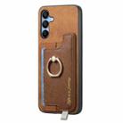 For Samsung Galaxy M34 / F34 5G Retro Cross Leather Ring Horizontal Insert Card Bag MagSafe Phone Case(Brown) - 2