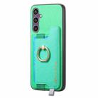 For Samsung Galaxy S24 FE 5G Retro Magsafe Cross Leather Ring Holder Card Bag Phone Case(Green) - 2