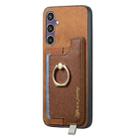 For Samsung Galaxy S24 FE 5G Retro Magsafe Cross Leather Ring Holder Card Bag Phone Case(Brown) - 2