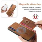 For Samsung Galaxy S24 FE 5G Retro Magsafe Cross Leather Ring Holder Card Bag Phone Case(Brown) - 3