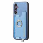 For Samsung Galaxy S24 FE 5G Retro Magsafe Cross Leather Ring Holder Card Bag Phone Case(Blue) - 2