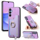 For Samsung Galaxy A16 Retro Cross Leather Ring Horizontal Insert Card Bag MagSafe Phone Case(Purple) - 1