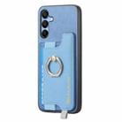 For Samsung Galaxy A16 Retro Cross Leather Ring Horizontal Insert Card Bag MagSafe Phone Case(Blue) - 2