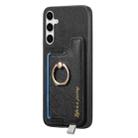 For Samsung Galaxy S25 5G Retro Cross Leather Ring Horizontal Insert Card Bag MagSafe Phone Case(Black) - 2