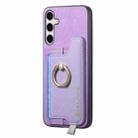 For Samsung Galaxy S25+ 5G Retro Cross Leather Ring Horizontal Insert Card Bag MagSafe Phone Case(Purple) - 2