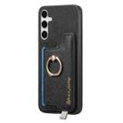 For Samsung Galaxy S25+ 5G Retro Cross Leather Ring Horizontal Insert Card Bag MagSafe Phone Case(Black) - 2