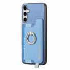 For Samsung Galaxy S25 Ultra 5G Retro Cross Leather Ring Horizontal Insert Card Bag MagSafe Phone Case(Blue) - 2